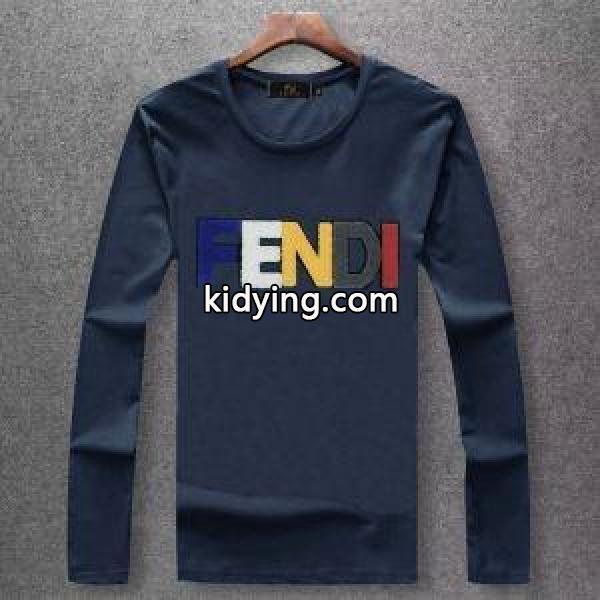 限定セールお買い得英語字長袖tシャツ良いコットン生地伸縮性抜群シンプルブランドコピーフェンディ tシャツ 新作-4