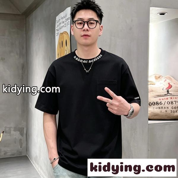 CHROME HEARTS コピー クロムハーツ コピー ネックロゴプリントポケットTシャツ ゴシックレター 半袖トップス 人気-3