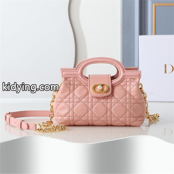 ディオール DIOR ピンク菱格 パールロゴ ハンドバッグ スーパーコピー レディース フェミニン-0