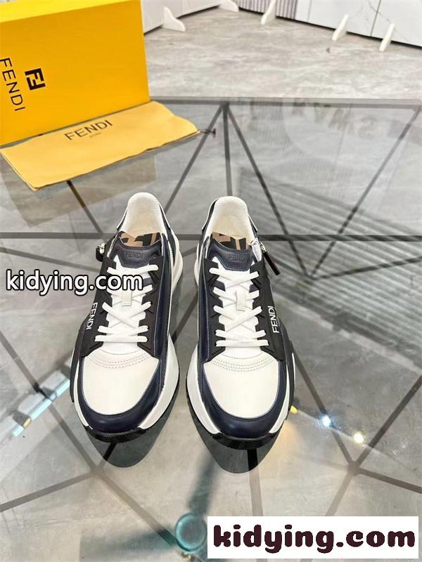 厚底ソール トレンド感 FENDI フェンディ スーパーコピー スニーカー マルチカラー レザー コンビ-2