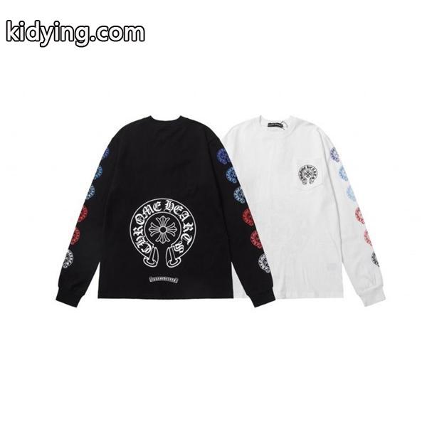 クロムハーツ コピー コンテンポラリー ミックスカラーデザイン 長袖Tシャツ サイドグラフィック CHROME HEARTS-3