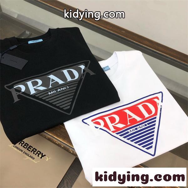 PRADA プラダ コピー 売れ筋急伸 ホワイト モダンスタイル トレンド 半袖Tシャツ-1