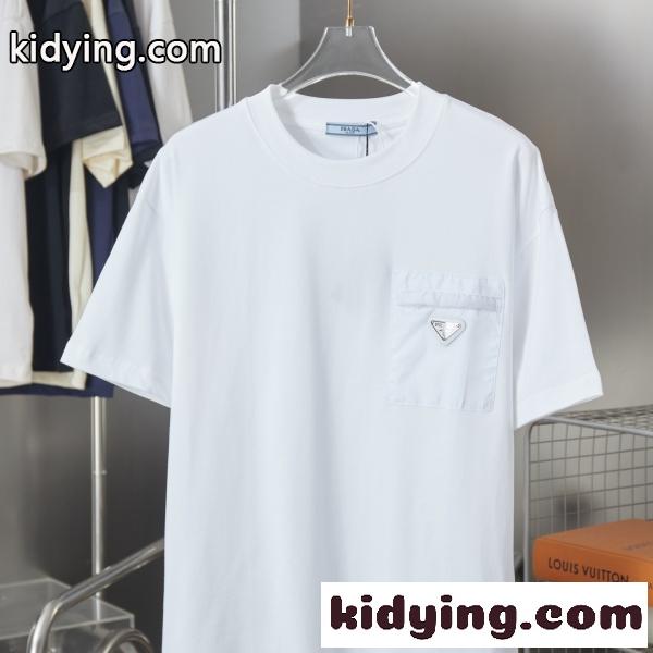 PRADA プラダ メンズ 半袖Tシャツ ナイロンポケット 三角ロゴ 無地 ミニマル 上品 軽量 快適 モダン-5