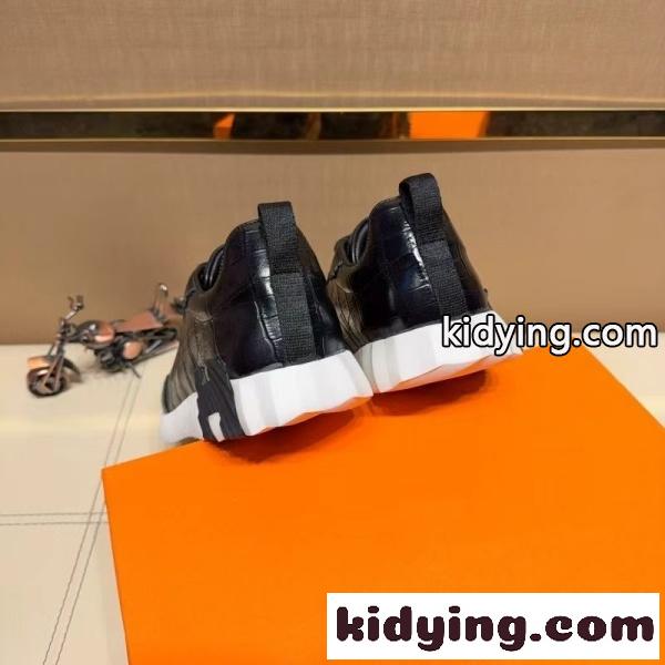 HERMES コピー エルメス コピー クロコ型押しレザースニーカー 軽量ソール 快適フィット 大人カジュアル-4