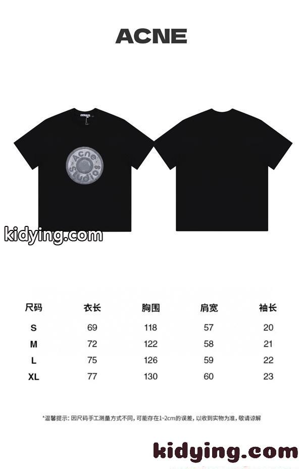 アクネストゥディオズ コピー プリントTシャツ ブラック Acne 半袖 モード ストリート 存在感-4