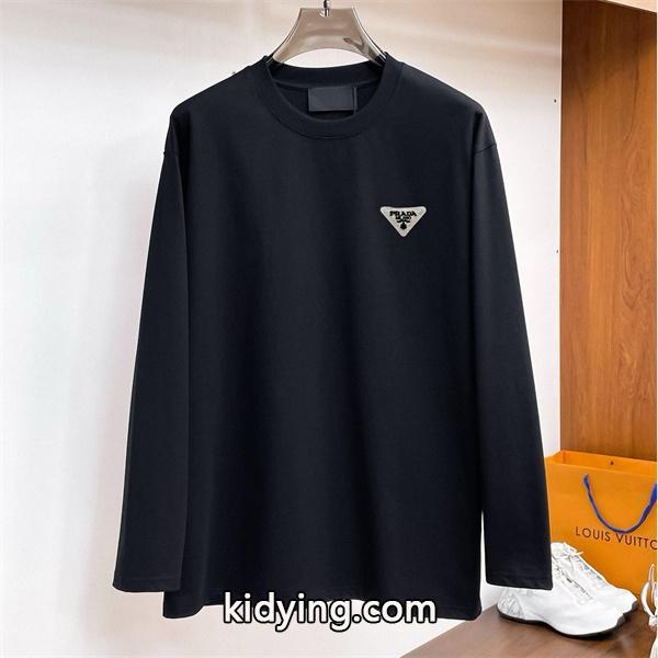 PRADA コピー 長袖Tシャツ シンプル クラシック モード スタイリッシュ ブラック プラダ-0