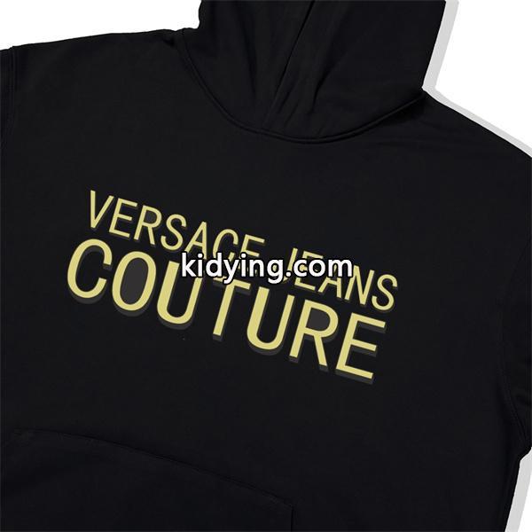 ブラック × ホワイト ゴールドロゴ パーカー ヴェルサーチ VERSACE 偽物 2025秋冬ステープル 新着-3