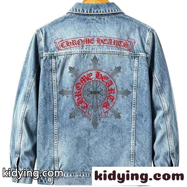 2026新作 Chrome Hearts 激安 クロムハーツ ウォッシュデニムジャケット ホースシューロゴ クロスプリント Gジャン-1