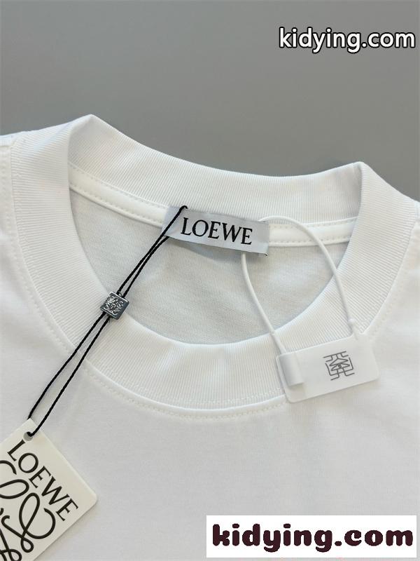 LOEWE ロエベ コピー 半袖Tシャツ 刺繍 クルーネック ミニマル 2026新作-3
