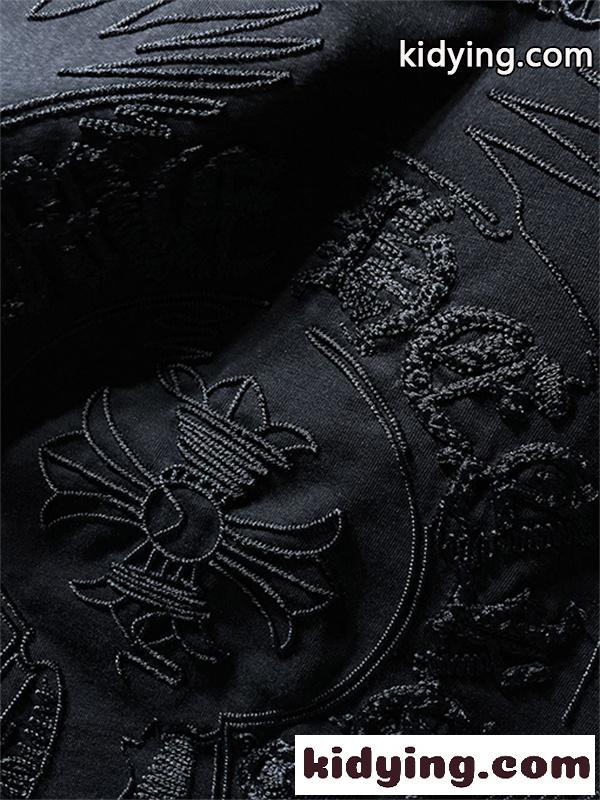 ブラック ホワイト 半袖Tシャツ Chrome Hearts クロムハーツ コピー トーンオンサークルロゴ バックグラフィック クルーネック リラックスシルエット-3