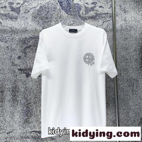 クルーネックTシャツ ミニロゴデザイン 都会派カジュアル STONE ISLAND ストーンアイランド コピー Tシャツ 普段使い 好評アイテム-3