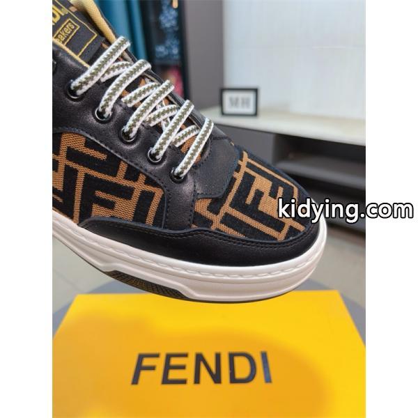 FENDI フェンディ 激安 メンズ スニーカー ローカット FF柄 レザー×キャンバス 軽量ソール おしゃれ カジュアル 新作-2