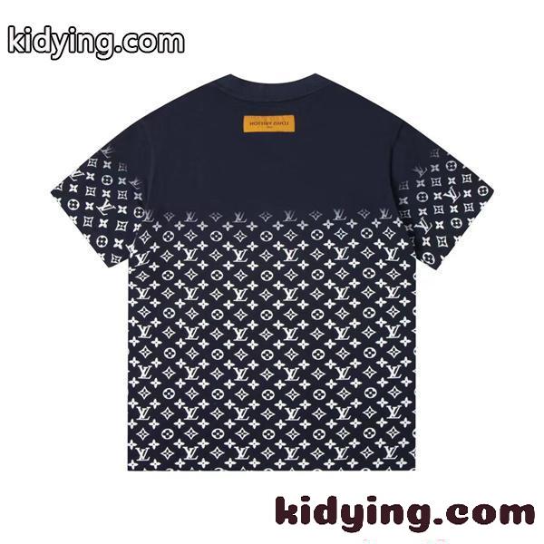モノグラム 切替 コットン 半袖Tシャツ グラデーション風 上質素材 ルーズフィット メンズ レディース ルイヴィトン コピー Louis Vuitton-0