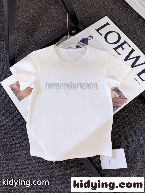 Alexander wang 半袖Tシャツ ロゴプリント アレキサンダーワン コピー スリムフィット ストリート 夏定番-1