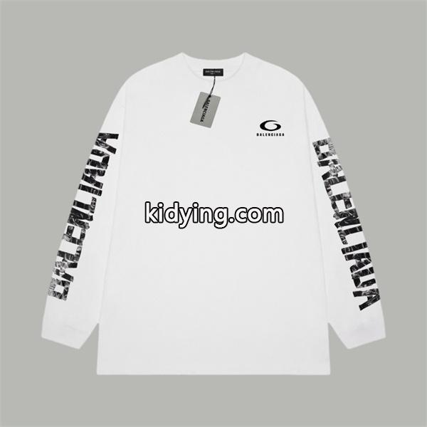 BALENCIAGA スーパーコピー 長袖Tシャツ ブラック ロゴプリント ストリート カジュアル バレンシアガ-0