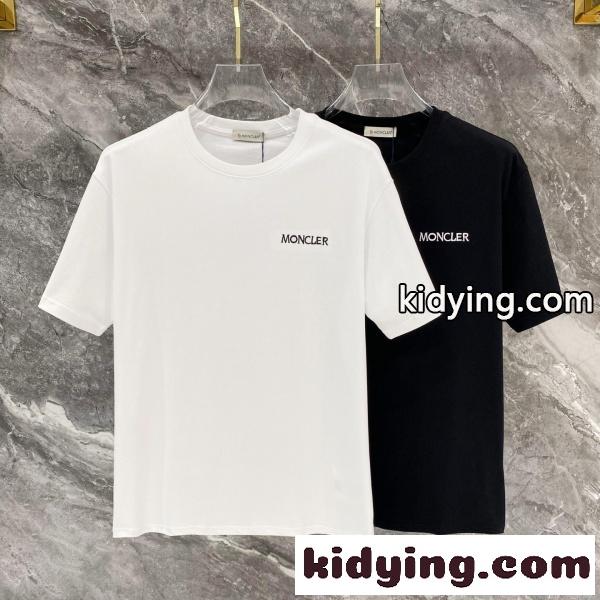 MONCLER モンクレール メンズ 半袖Tシャツ コットン ロゴ刺繍 シンプル 無地 クルーネック 定番 快適-0