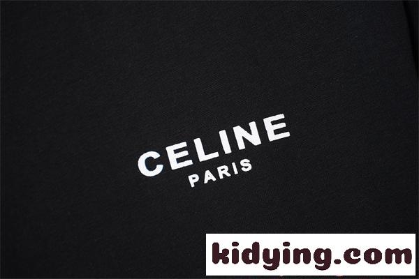 半袖 ロゴプリント CELINE クルーネック ブラック ホワイト メンズ レディース ユニセックス カジュアル 春夏 人気 セリーヌ コピー Tシャツ-4