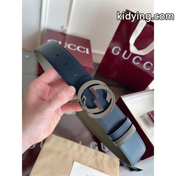 グッチ激安メンズリバーシブルダブルGバックルレザーベルト4cm幅両面仕様早春コレクション-4