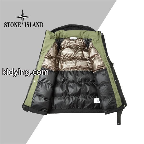 ブラック 高耐久素材 防風強化 ハイスペックフーデッド ダウンジャケット STONE ISLAND ストーンアイランド コピー-2