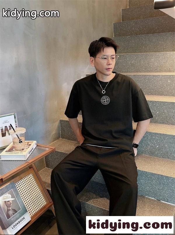 STONE ISLAND ストーンアイランド 偽物 Tシャツ 半袖 ワンポイント ロゴT クルーネック ホワイト 2026新作-5