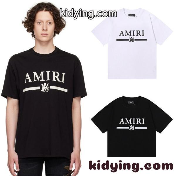 AMIRI アミリ Tシャツ 半袖 ロゴプリント センターデザイン ラインモチーフ シンプル ベーシック オーバーサイズ-0