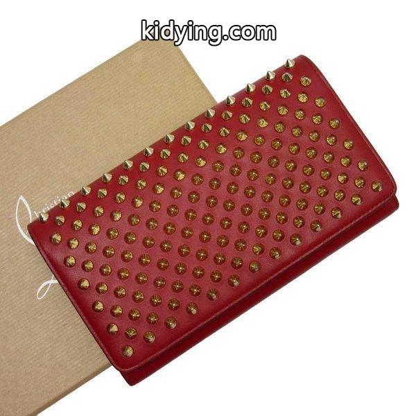クリスチャンルブタン Christian Louboutin 長財布 マカロン スパイク スタッズ レザーxスタッズ レッドxゴールド 定番人気 :88875:ブランドバリュー - 通販ショッピング-0
