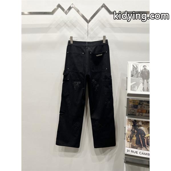 クロムハーツ Chrome Hearts コピー 重厚感 クロス刺繍 無骨シルエット デニムパンツ-1
