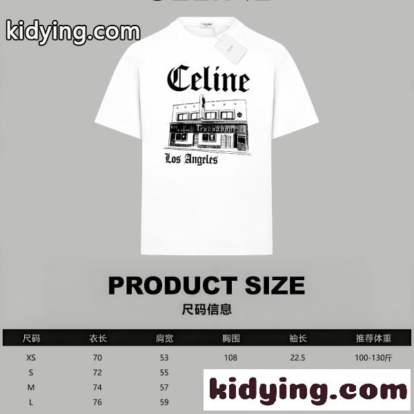 CELINE セリーヌ 2026新作 ロゴプリント 半袖Tシャツ オーバーサイズ コットン クルーネック 人気-7
