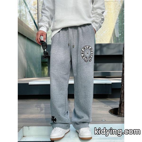 定番人気 ブラック Chrome Hearts クロムハーツ ホースシューロゴデザイン 偽物 スウェットパンツ-1