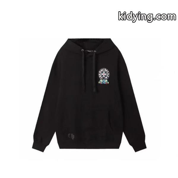 CHROME HEARTS コピー パーカー 新作 可愛い カラフル フラワーロゴ ブラック クロムハーツ-1