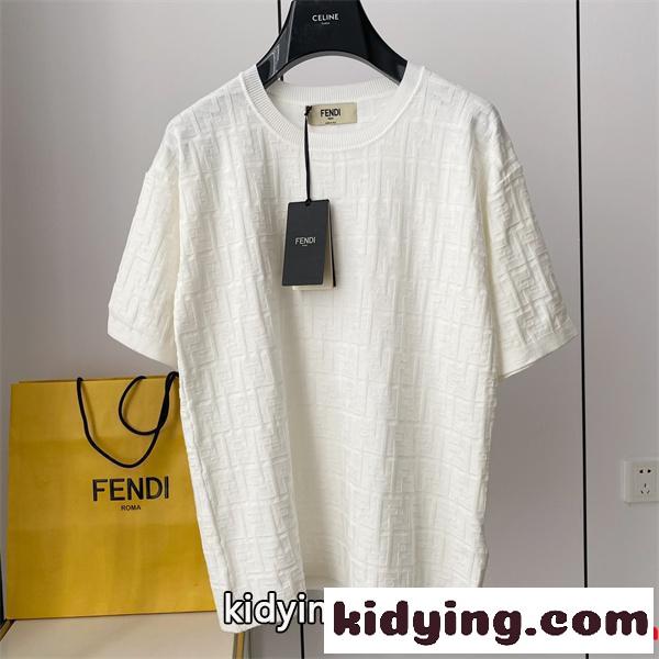 フェンディ コピーFENDI激安大特価低価純綿吸汗性強い軽やかｔシャツ高品質半袖トップス男性用ブラックホワイト-0