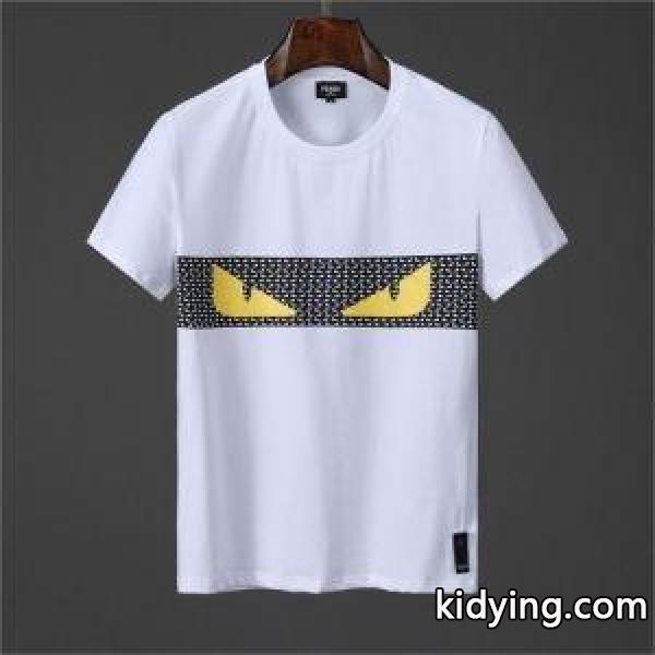 フェンディ コピーFENDI爆買い品質保証コットン柔らかい着痩せｔシャツ半袖トップス洗いやすい生地感黒白男性用-0