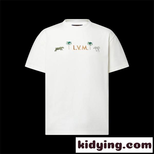 1AJVQK ☆ルイビトンtシャツコピー☆LV × ザ・ダージリン リミテッド エンブロイダリー ショートスリーブ クルーネック-4