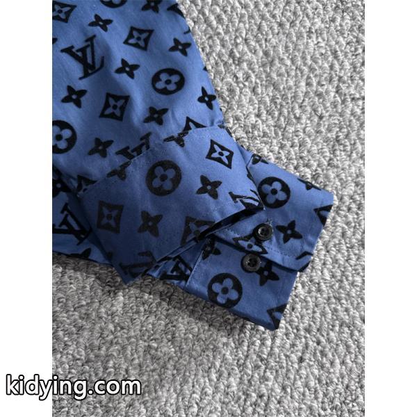 2025秋冬 総柄 シャツ ブルー 長袖 メンズ お洒落 LOUIS VUITTON ルイヴィトン コピー-4