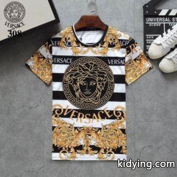 ヴェルサーチ 激安VERSACE赤字超特価安いリーズナブルきれいめ幅広いコーデｔシャツ半袖赤色ダーブルーホワイト-2