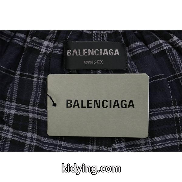 バレンシアガ コピー チェックパンツ ブルーグリッド パターン ゆったりフィット カジュアル 長ズボン BALENCIAGA-2