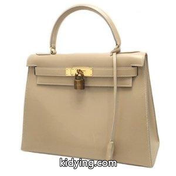 HERMES(エルメス) ケリー28 ハンドバッグ ボックスカーフ　ゴールド金具 ベージュ　ゴールド ○O刻印 18031666 【中古】【アラモード】_エルメス HERMES_ブランド コピー 激安(日本最大級)-0