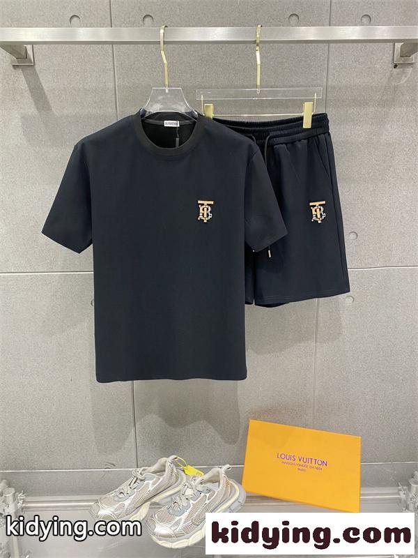 バーバリー上下着コピー BURBERRY 2026ss☆半袖Tシャツ&デニム調ショーツ セット メンズ カジュアル ストリート-1