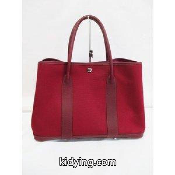 エルメス HERMES トートバッグ ガーデンパーティ 美品 MM ワインレッド ボルドー キャンバス レザー ☆激安& レディース 通販 ショッピング-0