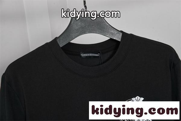 ホワイト 半袖Tシャツ Chrome Hearts クロムハーツ コピー 胸元ワンポイントロゴ バックビッグクロスグラフィック クルーネック モノトーンデザイン-8