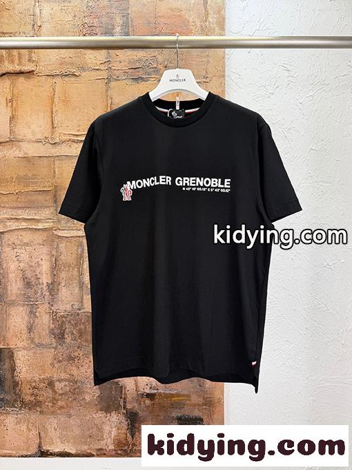ホワイト ブラック 半袖Tシャツ MONCLER GRENOBLE モンクレール グルノーブル コピー 胸元ロゴプリント クルーネック シンプルカジュアル-4