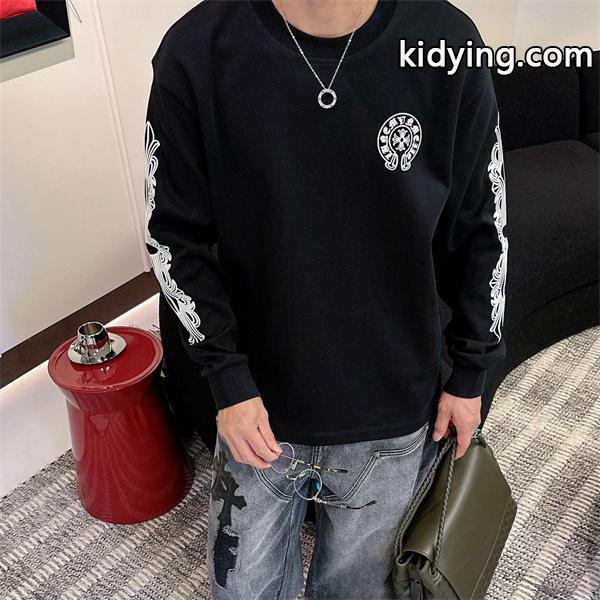 定番人気 ブラック ホースシュー Chrome Hearts クロムハーツ ロゴスリーブ コピー トレーナー 高品質-0