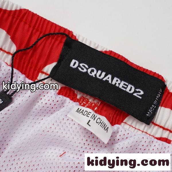 ホワイトタイポグラフィ総柄レッドスイムショーツ ディースクエアード 激安 メッシュ裏地 DSQUARED2メープルパッチ短パン-4