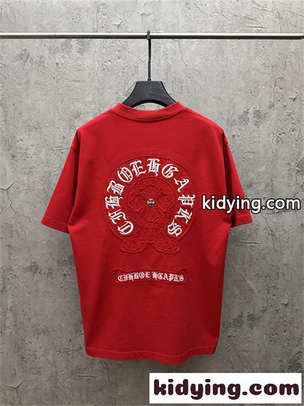 クリームベージュ 半袖Tシャツ Chrome Hearts クロムハーツ コピー 胸元グリーンサークルロゴ クルーネック ワンポイントデザイン-6