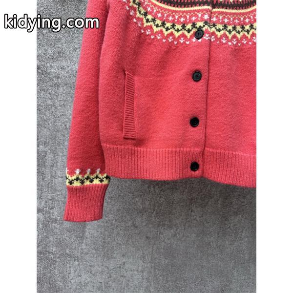 温もり レッド ノルディック MIUMIU ミュウミュウ コピー ニットカーディガン 風合い-4