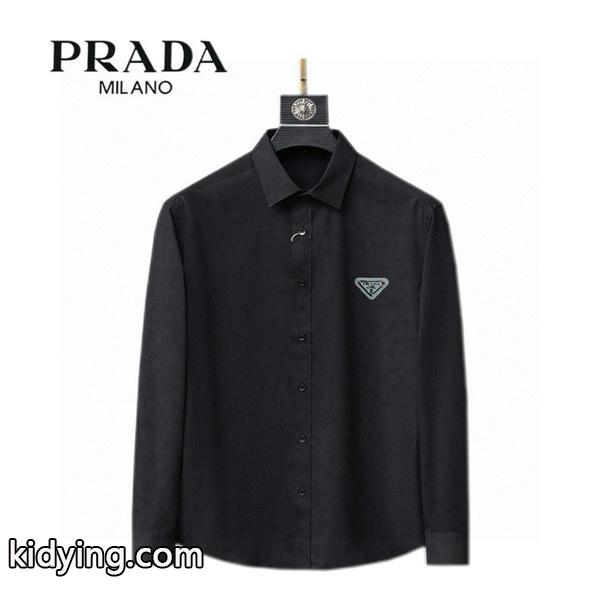 主役級 高級感 シャープ エレガント シャツ 2026新作 PRADA プラダ コピー-0
