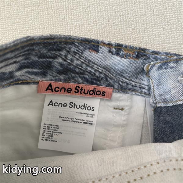 Acne Studios 激安 3Dダメージアート デニム ワイドストレート ユニセックス グラフィティ加工 水洗ビッグクラッシュ ジーンズ-5