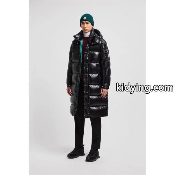 温か素材 ブラック ロング ダウンコート ボリューム MONCLER モンクレール コピー-4