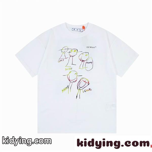 上品な雰囲気を醸し出すOff-WhiteオフホワイトＴシャツコピー　クルーネック半袖Tシャツ　男女兼用ｔシャツ　ブラックＸ赤色-0