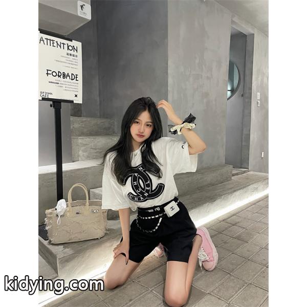 ハイブランド定番CC英字ロゴコピー カップルモデル ゆったりカジュアル半袖Tシャツ-0